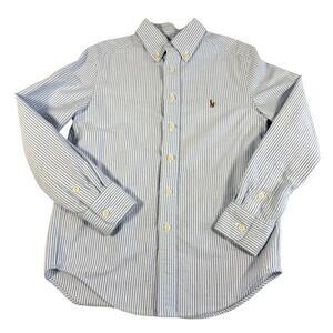 Polo Ralph Lauren Little Boys S(8) Striped Long-Sleeve Oxford Shirt Natural Pony